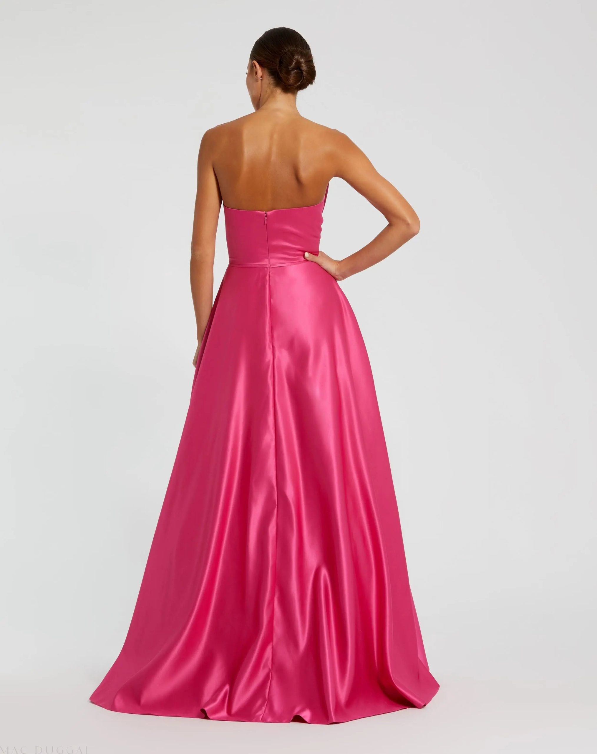 Pink Strapless A-Line Bow Ballgown - Image 3