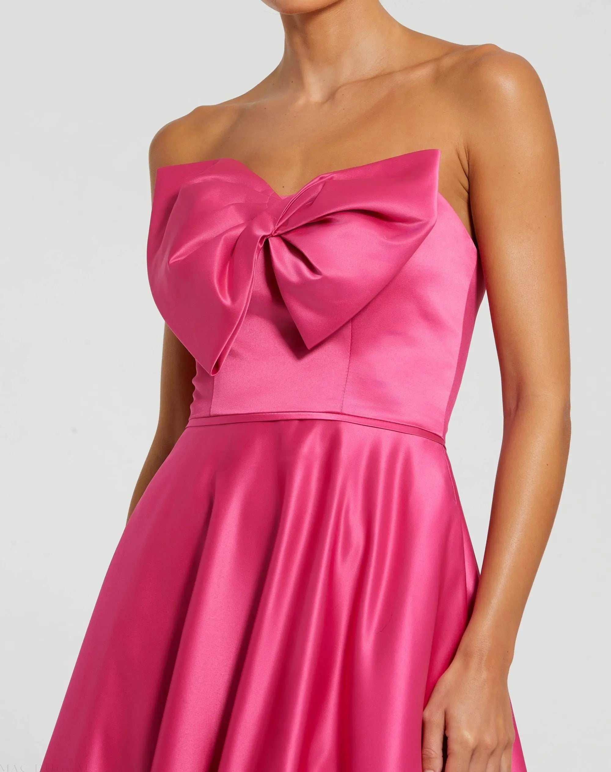 Pink Strapless A-Line Bow Ballgown - Image 2