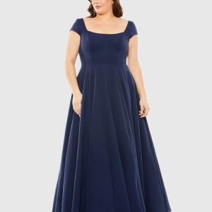 Cap Sleeve Square Neck Ball Gown