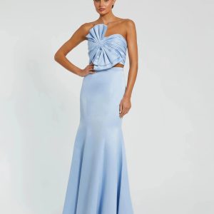 Blue Strapless Bow Top and Mermaid Skirt 2 Piece Set