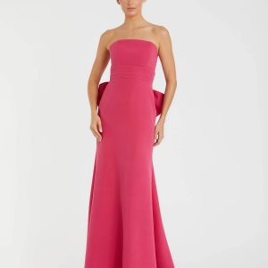 Pink Strapless Gown With Oversized Bow