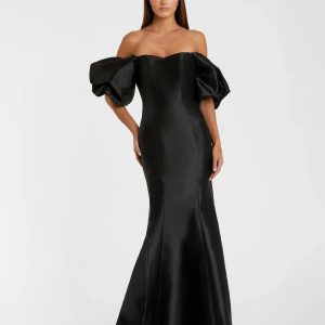 Black Sweetheart Off The Shoulder Puff Sleeve Gown