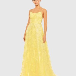 Floral Applique Cami A Line Gown
