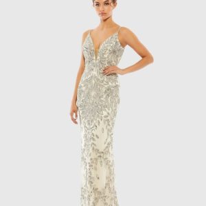 Embellished Leaf Evening Gown