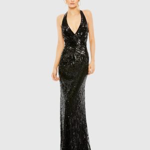 Sleeveless Faux Wrap Sequin Embellished Cut Out Back