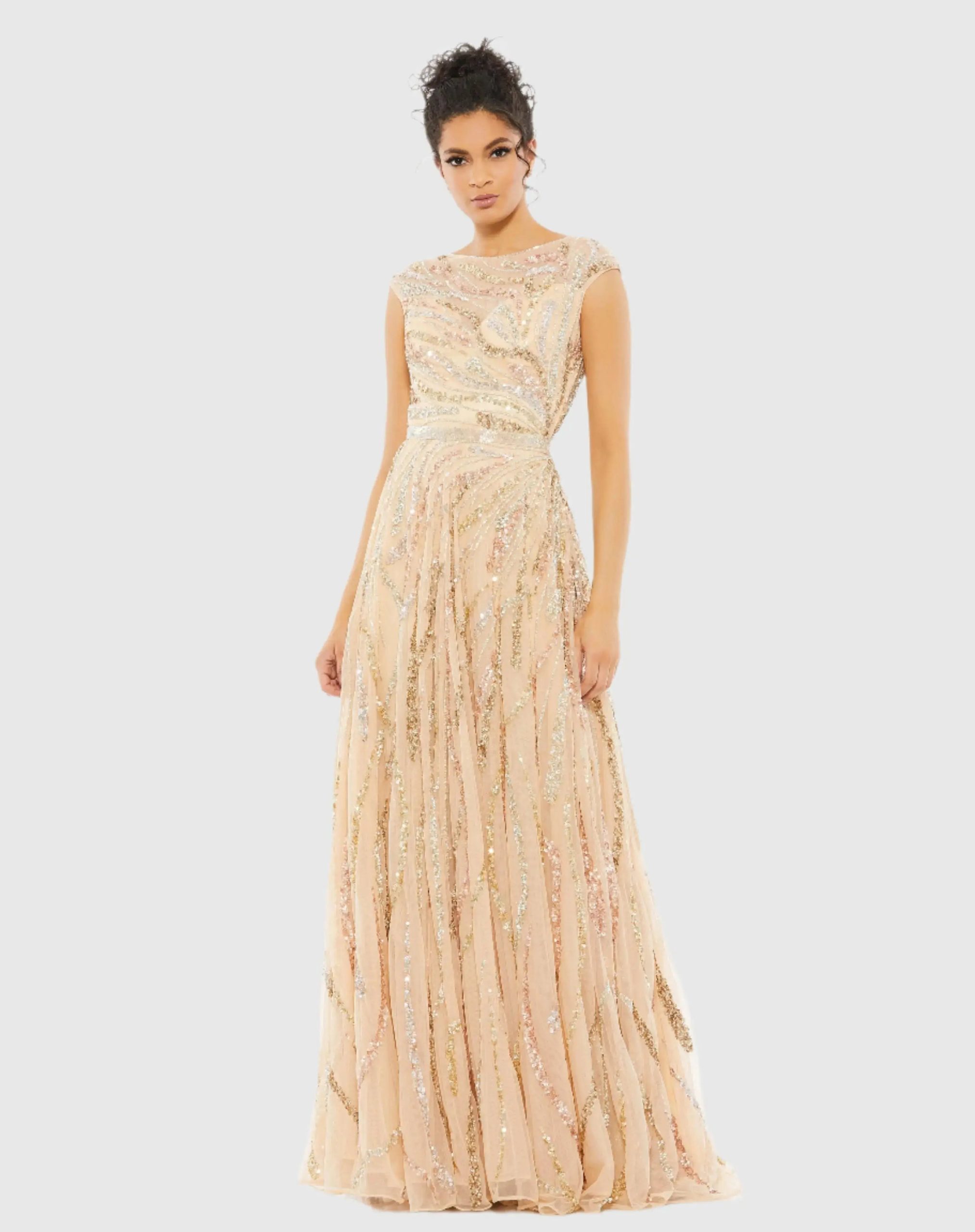 Cap Sleeve Embellished Evening Gown - Image 2