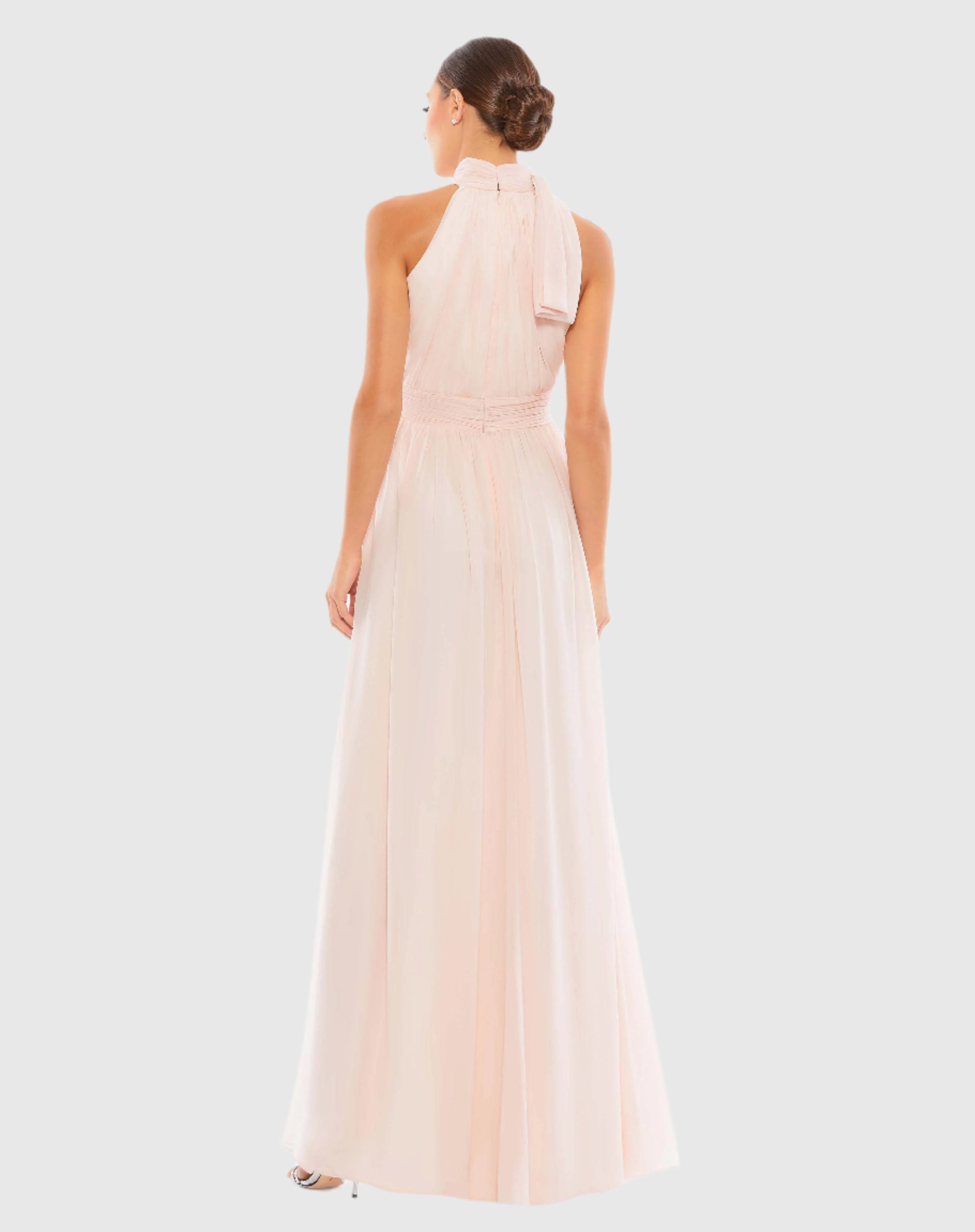 Pink High Neck Chiffon Gown - Image 3