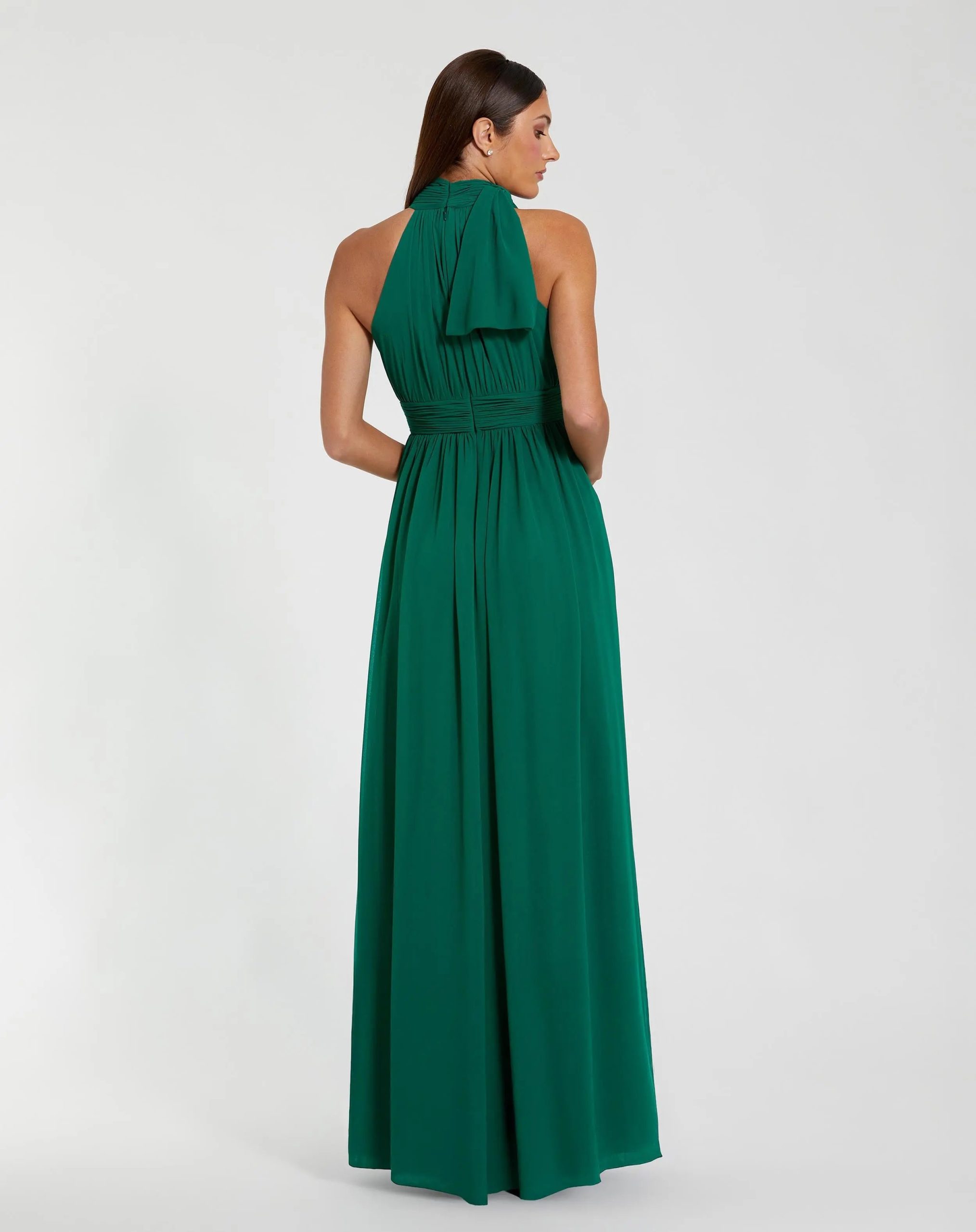 Green High Neck Chiffon Gown - Image 3