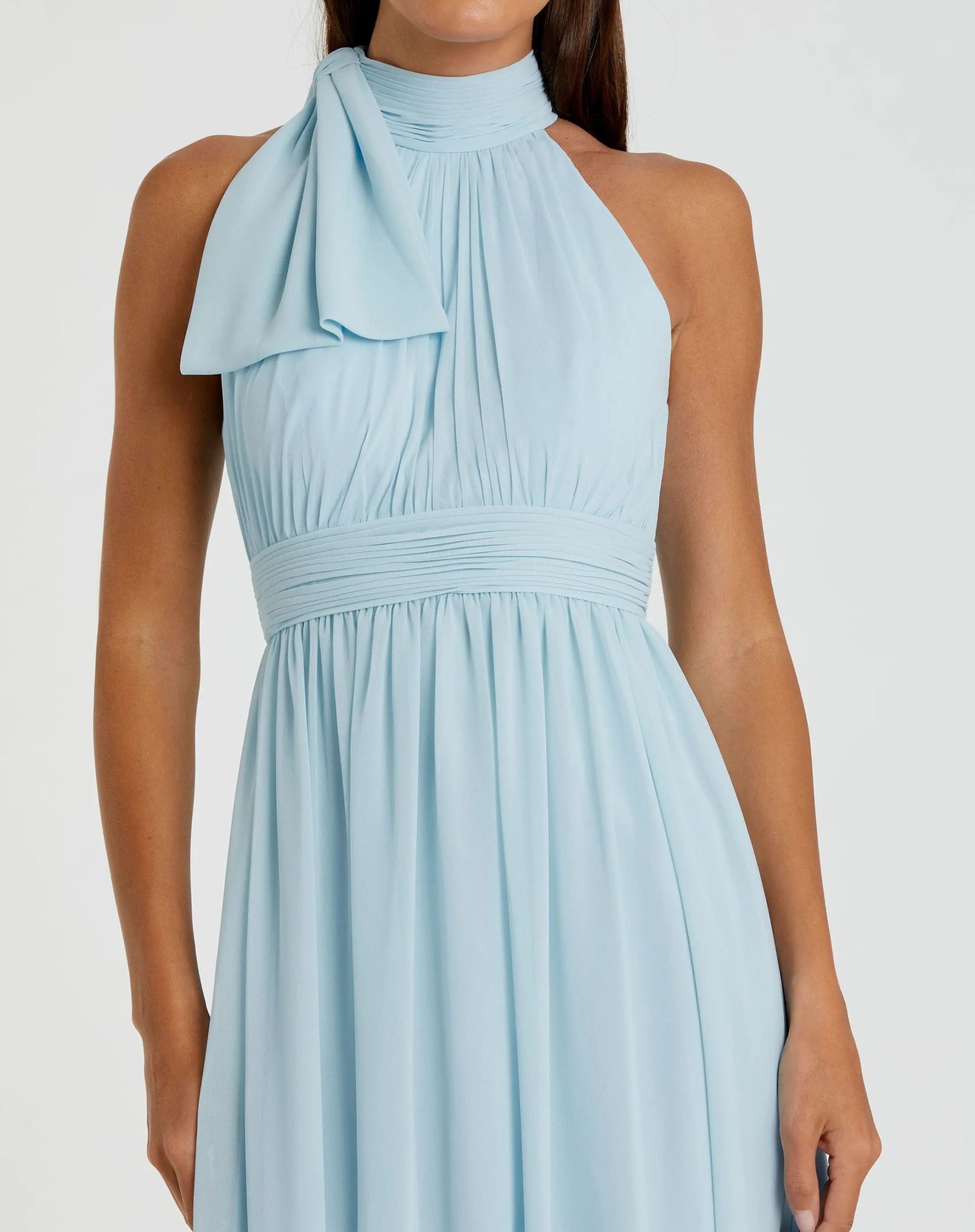 Blue High Neck Chiffon Gown - Image 2