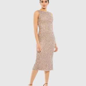 Sleeveless Sequined Midi Sheath Dress