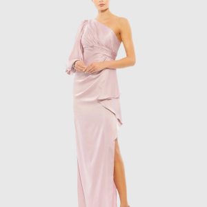 One Shoulder Bishop Sleeve Gown