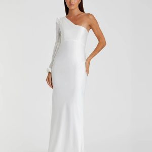 One Shoulder Blouson Sleeve Gown