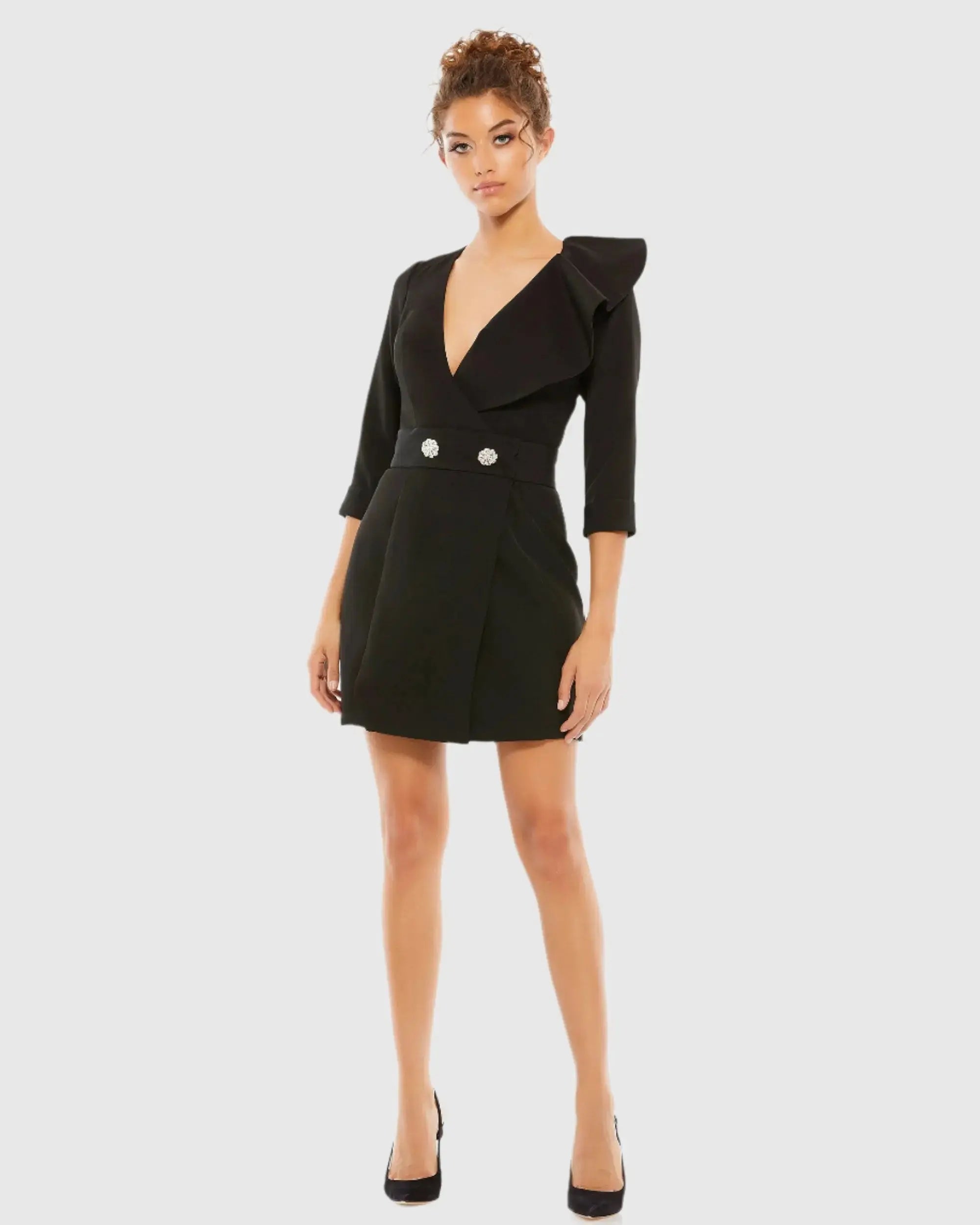 Ruffled Faux Tuxedo Mini Dress - Image 2