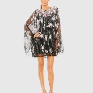 Black High Neck Embellished Trapeze Dress - FINAL SALE