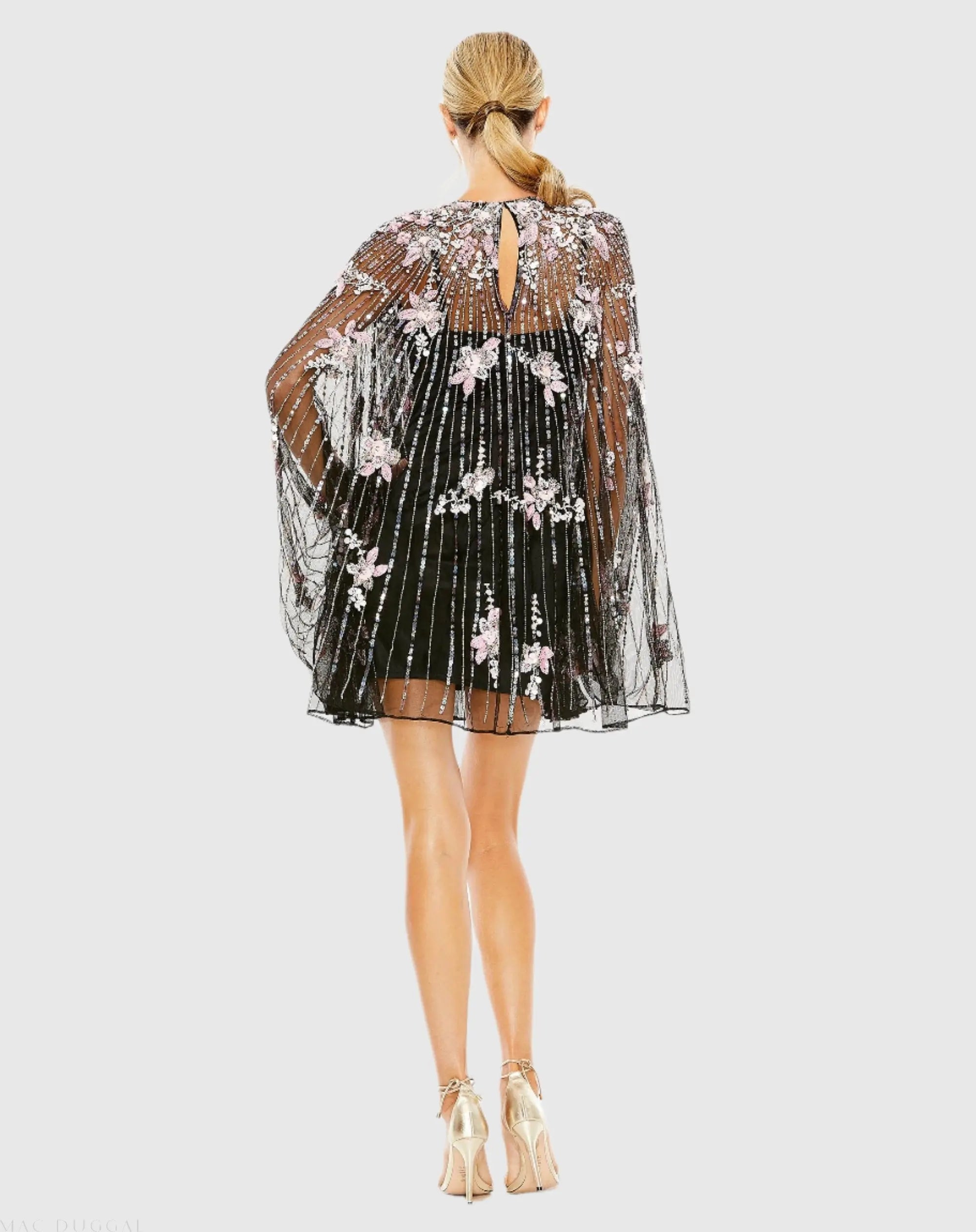 Black High Neck Embellished Trapeze Dress - FINAL SALE - Image 3