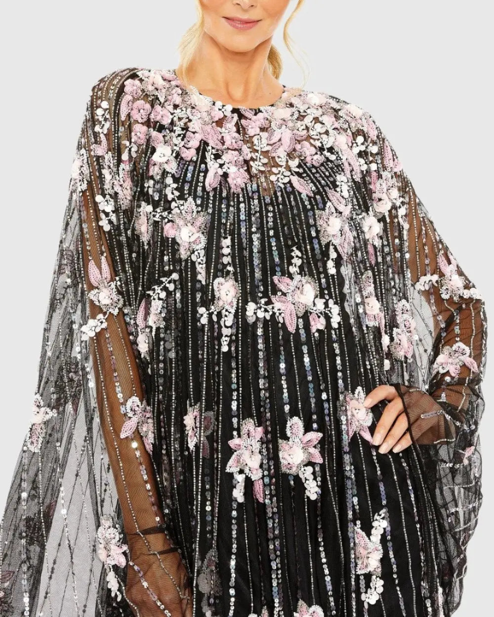 Black High Neck Embellished Trapeze Dress - FINAL SALE - Image 2