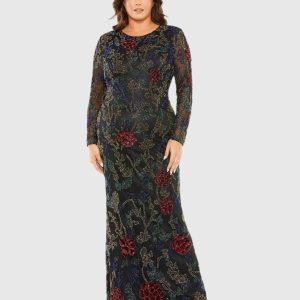 Black High Neck Beaded Embellished Gown