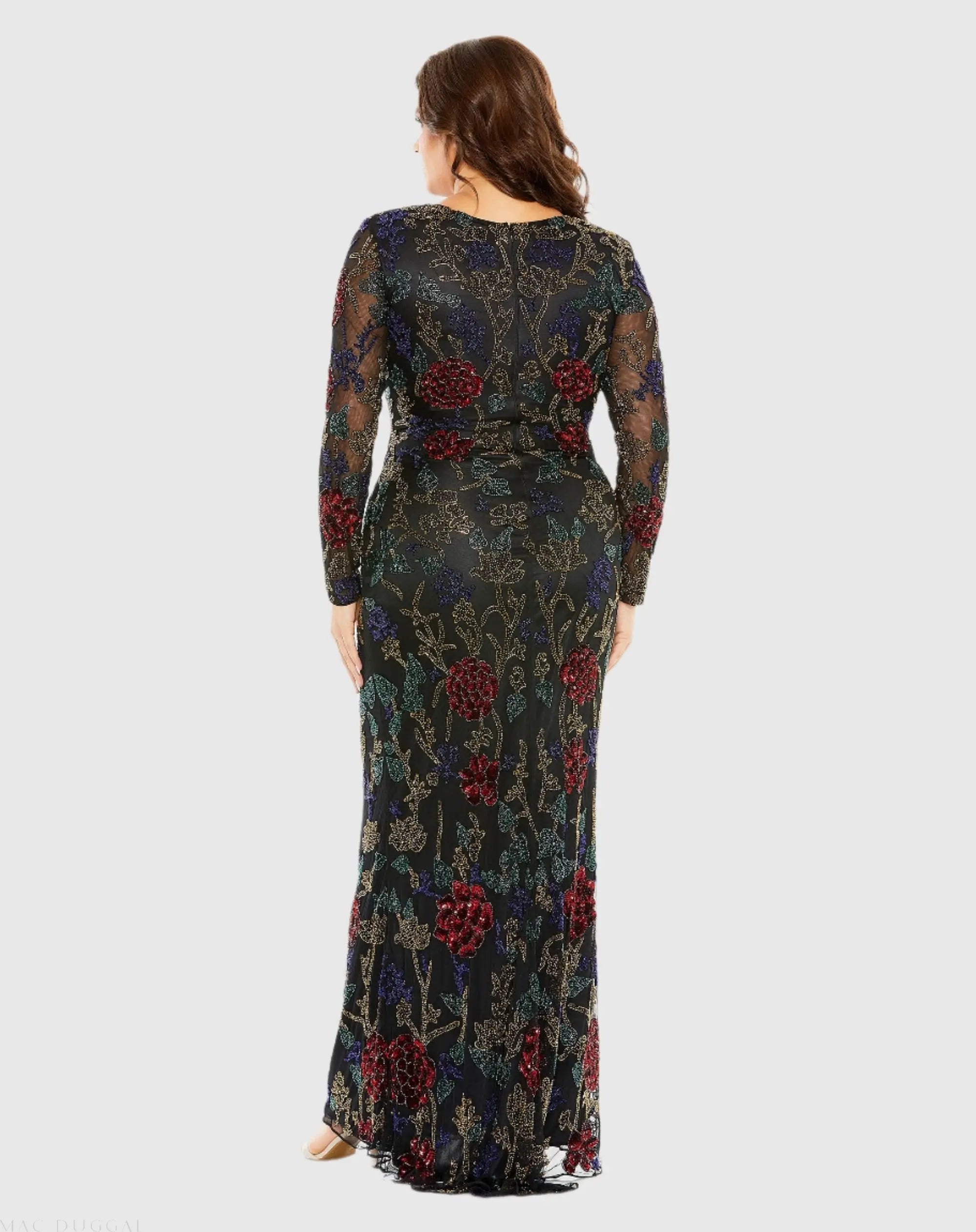 Black High Neck Beaded Embellished Gown - Image 3