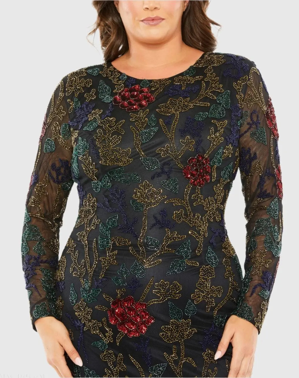 Black High Neck Beaded Embellished Gown - Image 2