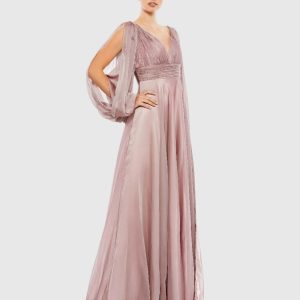 Chiffon Open Sleeve A Line Gown