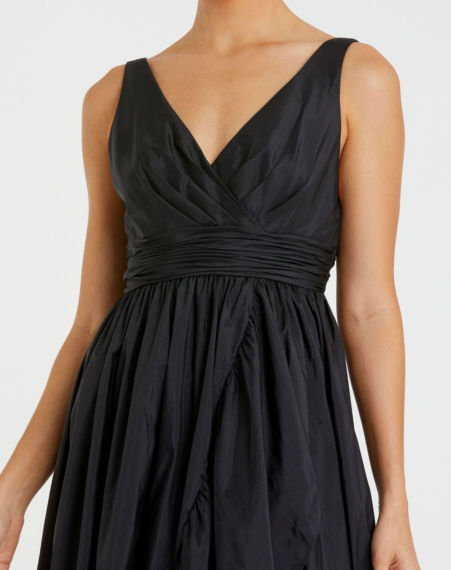 Black Taffeta High Low Ruffle Gown - Image 2