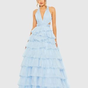 Chiffon Layered Cut Out Ballgown
