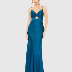 Blue Tie Front with Keyhole Detail Gown