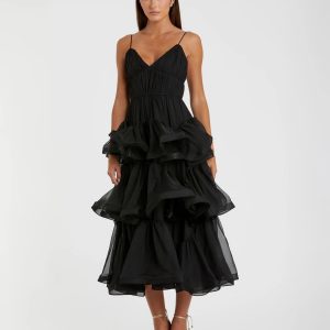Black Tiered V-Neck Dress - FINAL SALE
