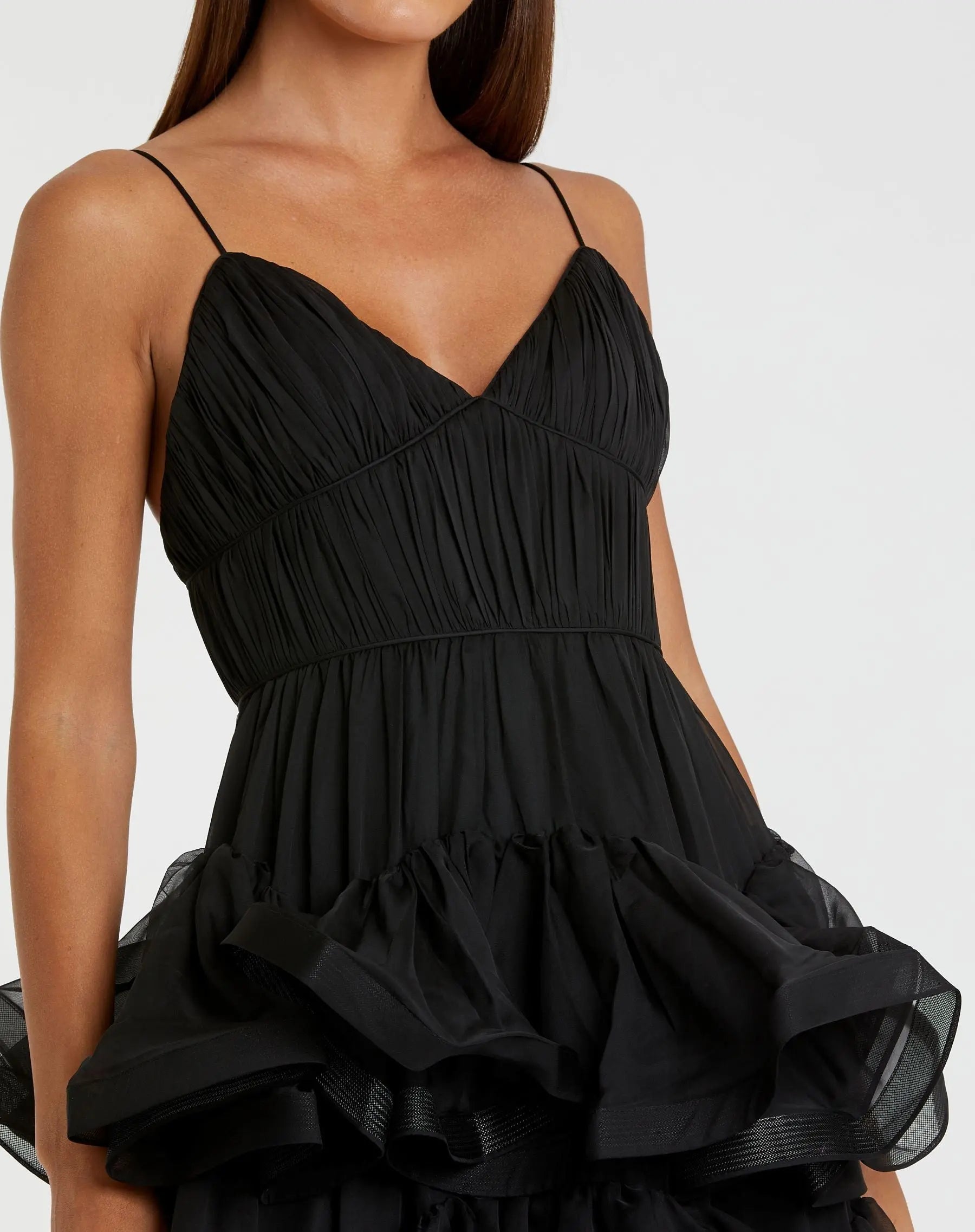 Black Tiered V-Neck Dress - FINAL SALE - Image 2