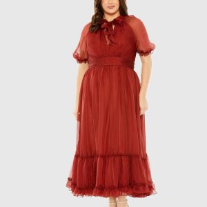Sheer Puff Sleeve Dress