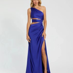 Cut Out One Shoulder Satin Gown