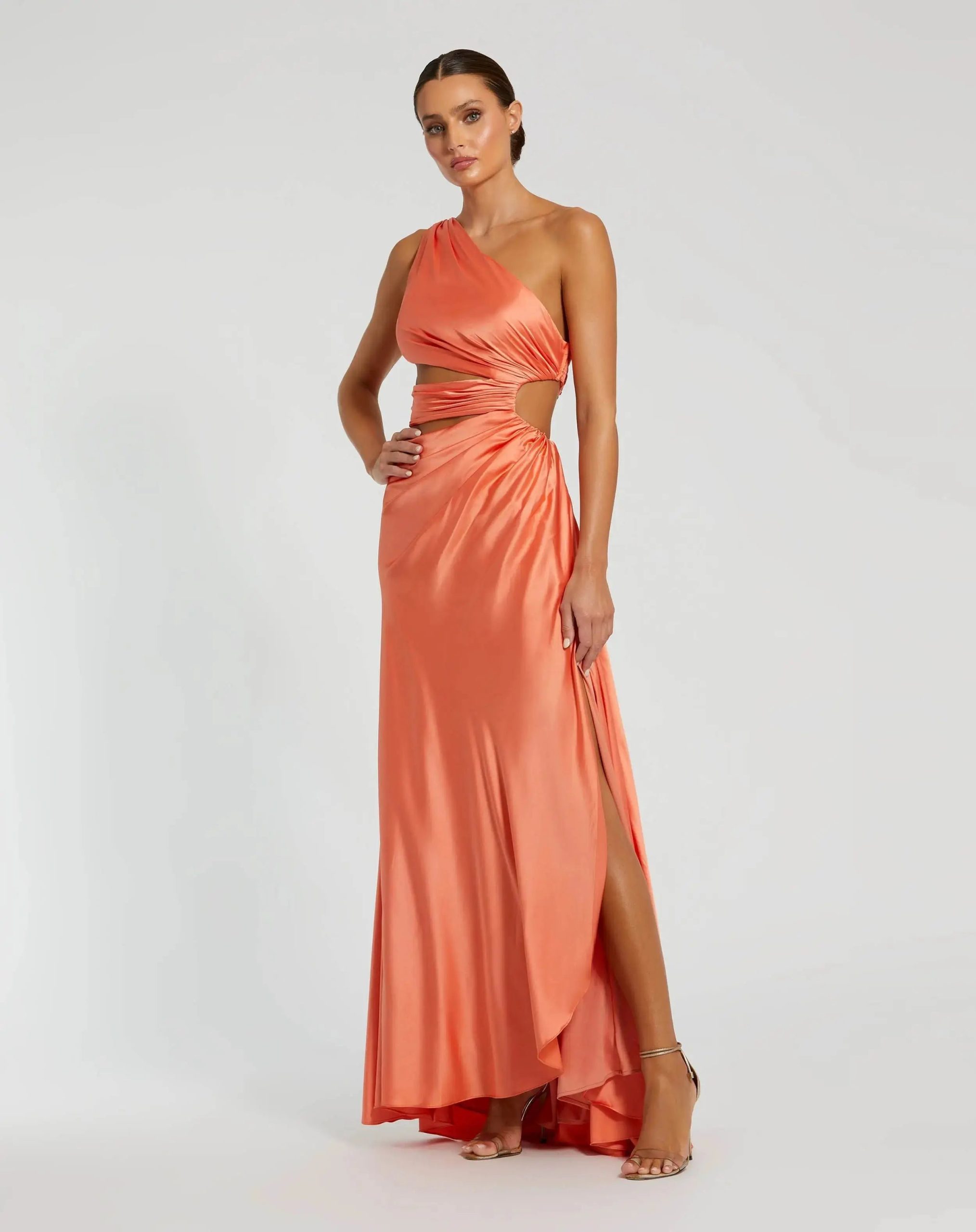 Cut Out One Shoulder Satin Gown - Image 2