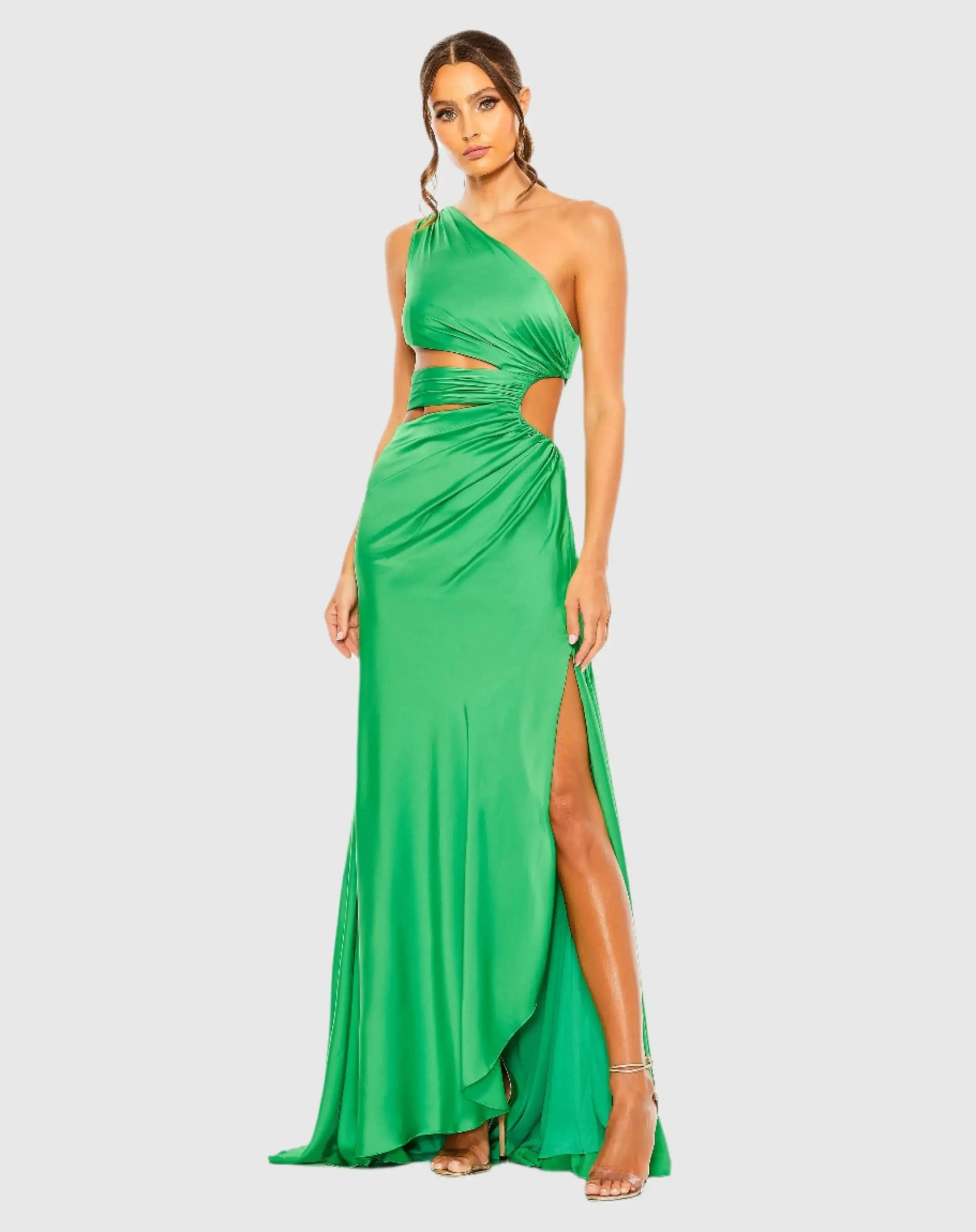 Cut Out One Shoulder Satin Gown - Image 4