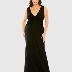 Jersey V-Neck Cutout Gown