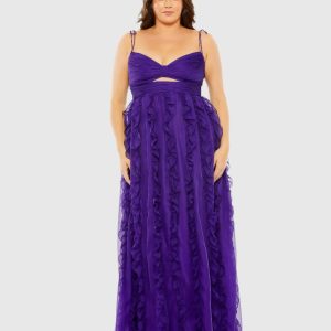 Keyhole Detail Sleeveless Chiffon Gown (Plus) - FINAL SALE