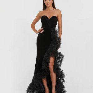 Black Strapless Velvet Mermaid Gown