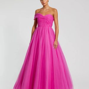 One Side Off the Shoulder Bustier Ball Gown