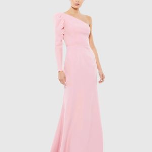 One Shoulder Puff Sleeve Gown