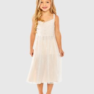 Girls Pink Sleeveless Ruffle Tiered Mini Dress