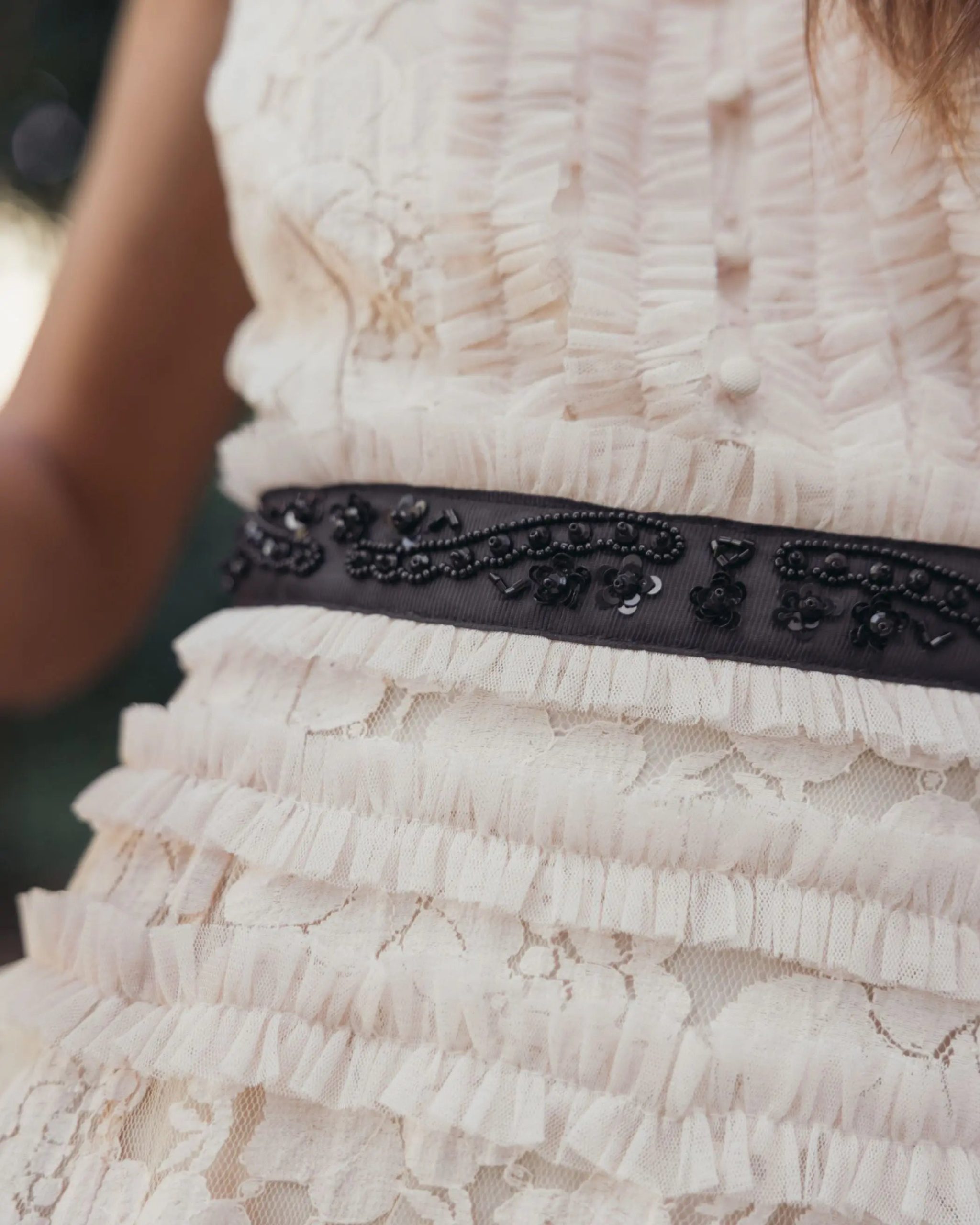Pink Lace Tiered Midi Dress with Bow Straps - Image 5