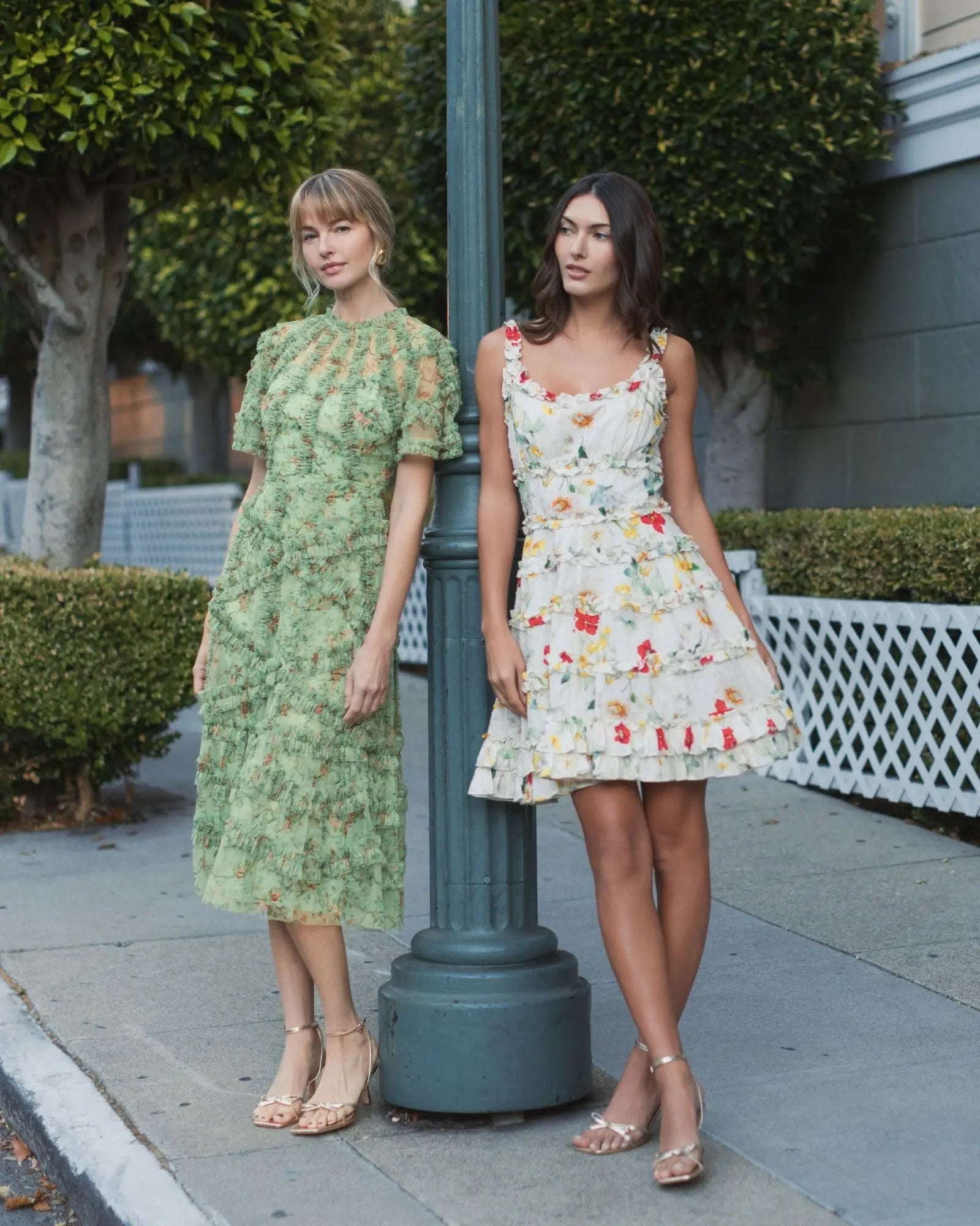 Ivory Floral Square Neck Ruffle Mini Dress - Image 4
