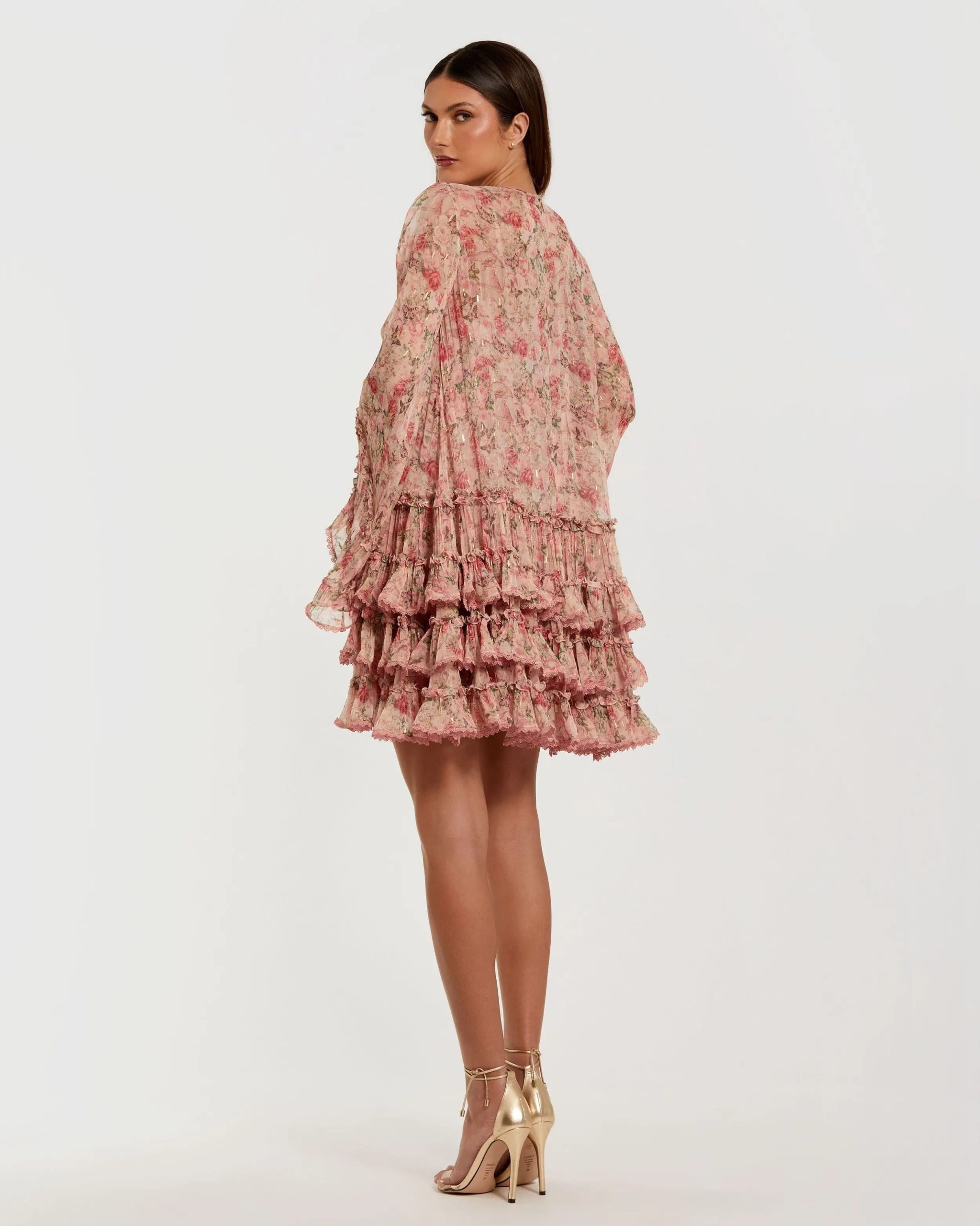 Pink Floral Long Sleeve Ruffle Mini Dress - Image 3