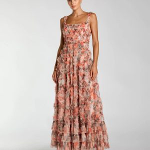 Multicolor Floral Ruffle Tiered Maxi Dress