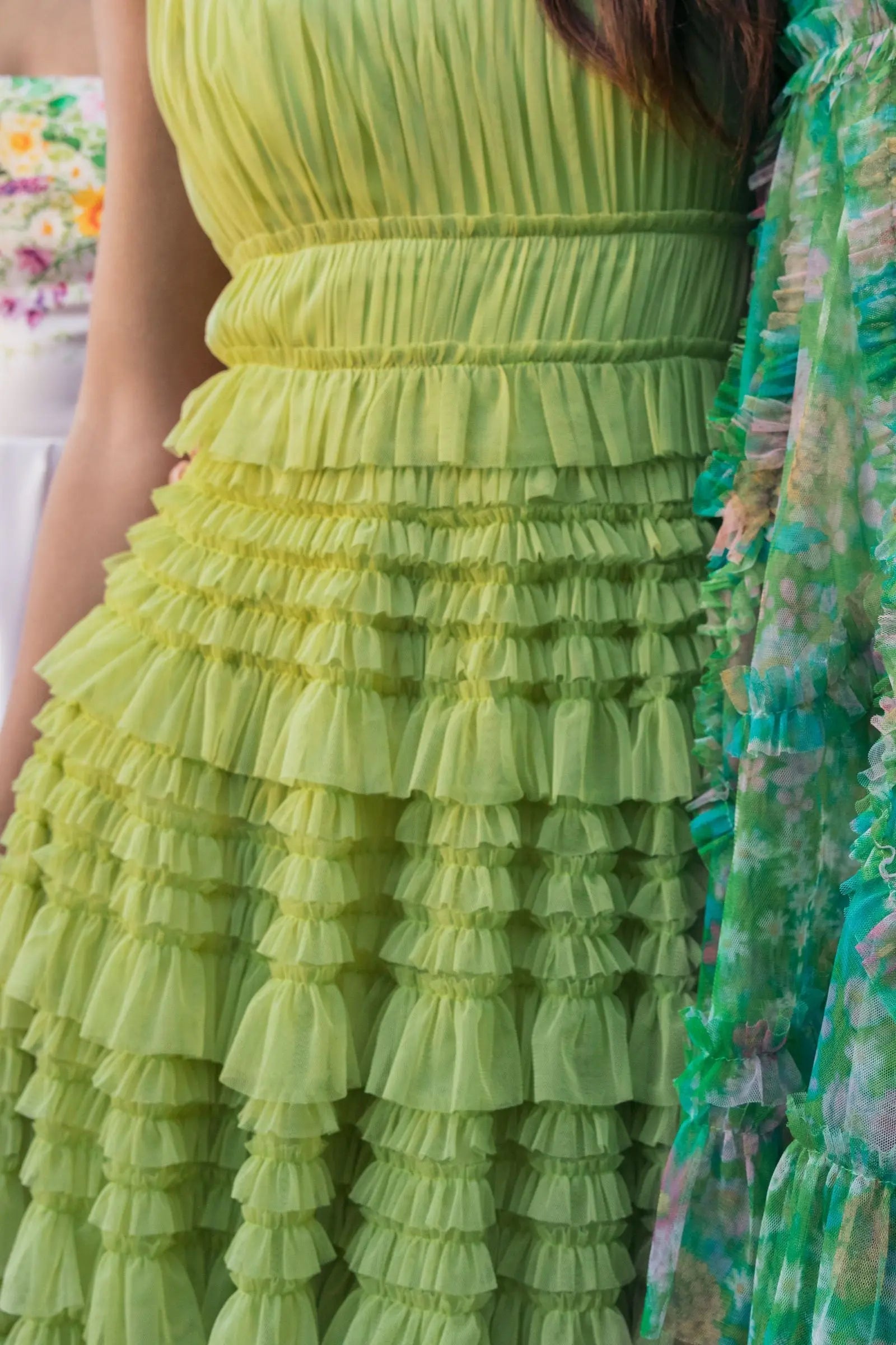 Green Micro Ruffle Sleeveless Scoop Neck Maxi Dress - Image 5