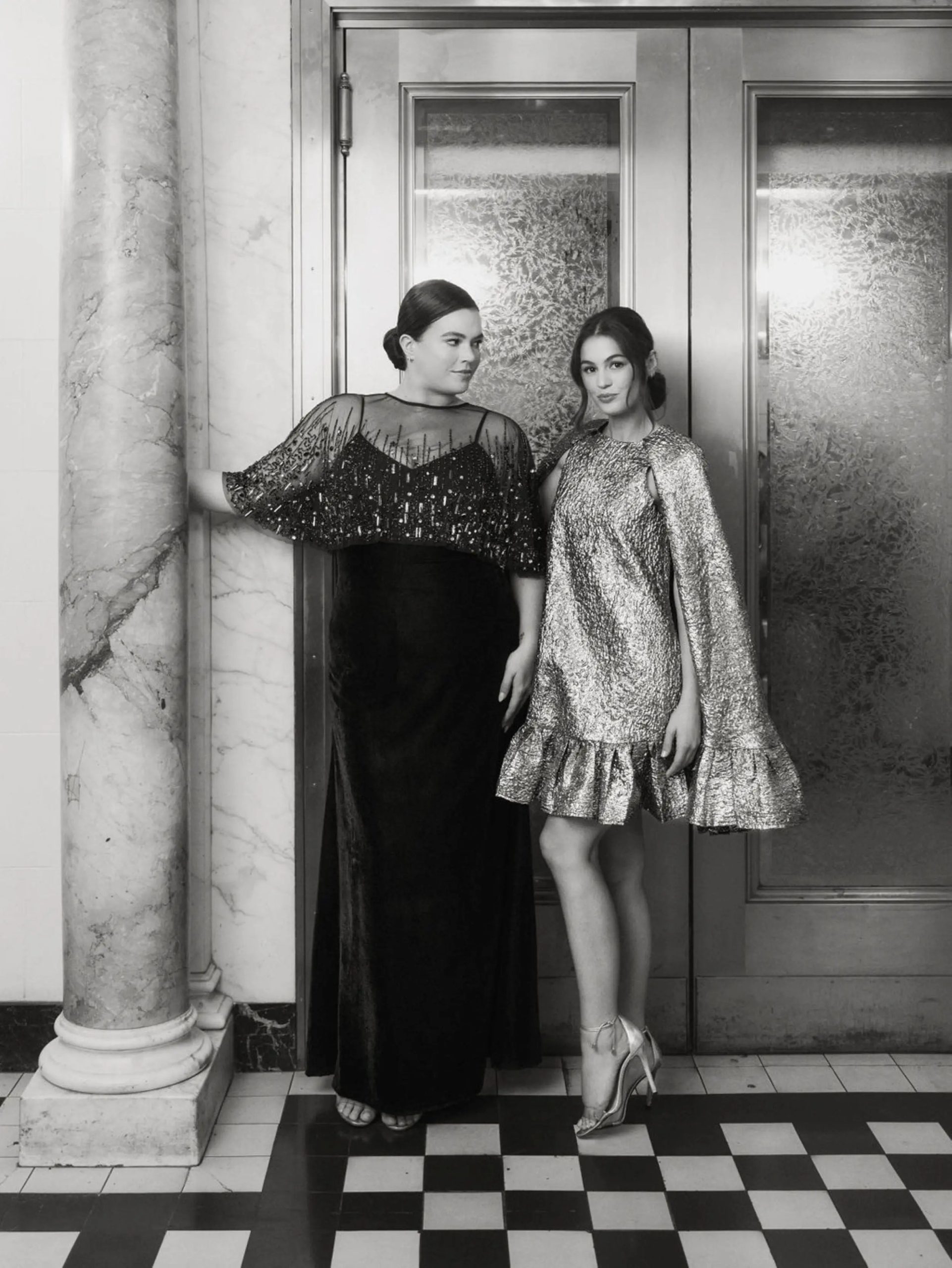Black Velvet Trumpet Gown With Embellished Cape (Plus) - Image 5