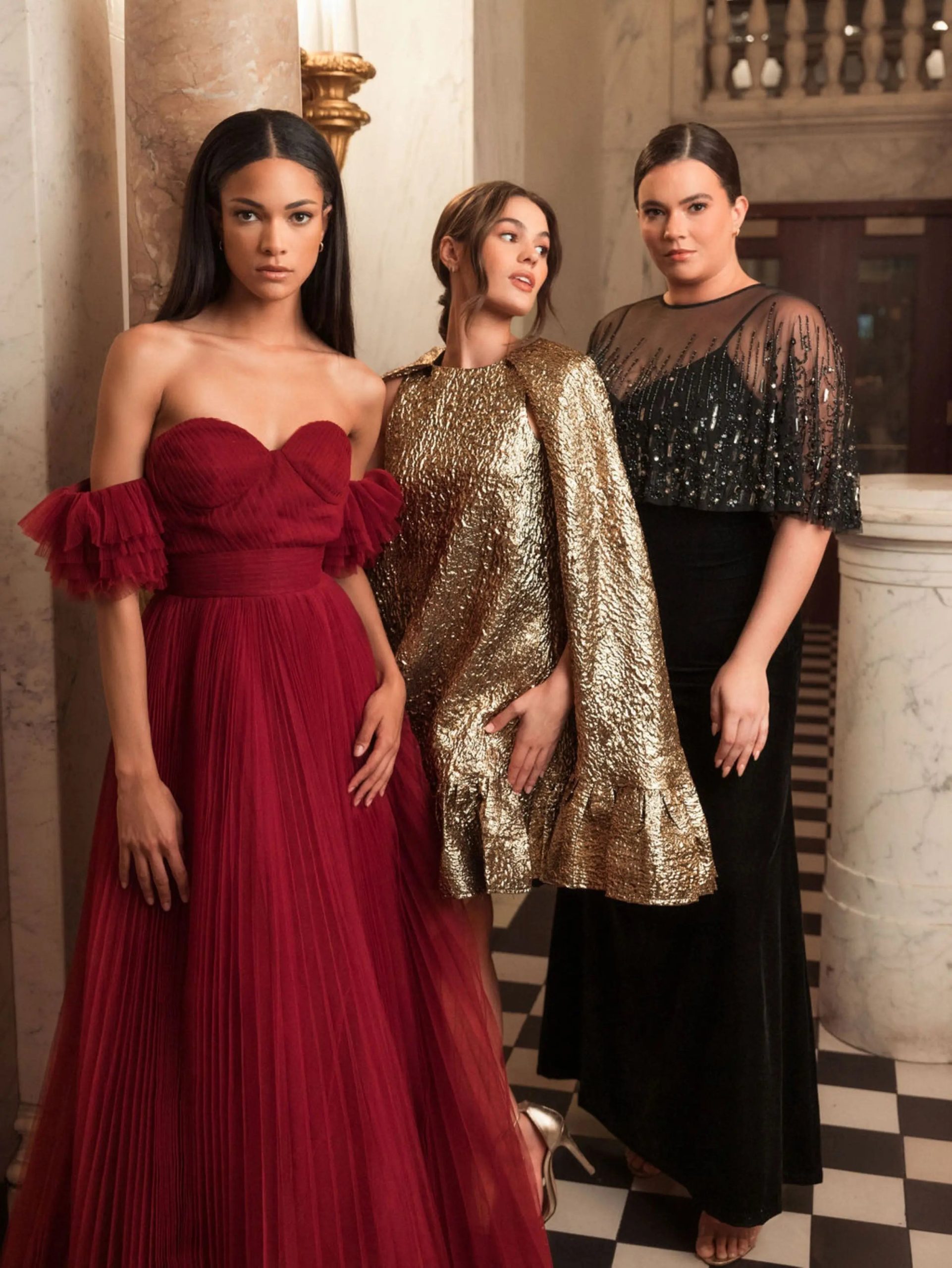 Black Velvet Trumpet Gown With Embellished Cape (Plus) - Image 6