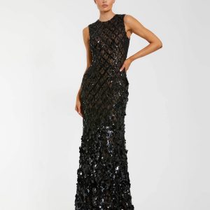 Black Embellished Sleeveless Mermaid Gown