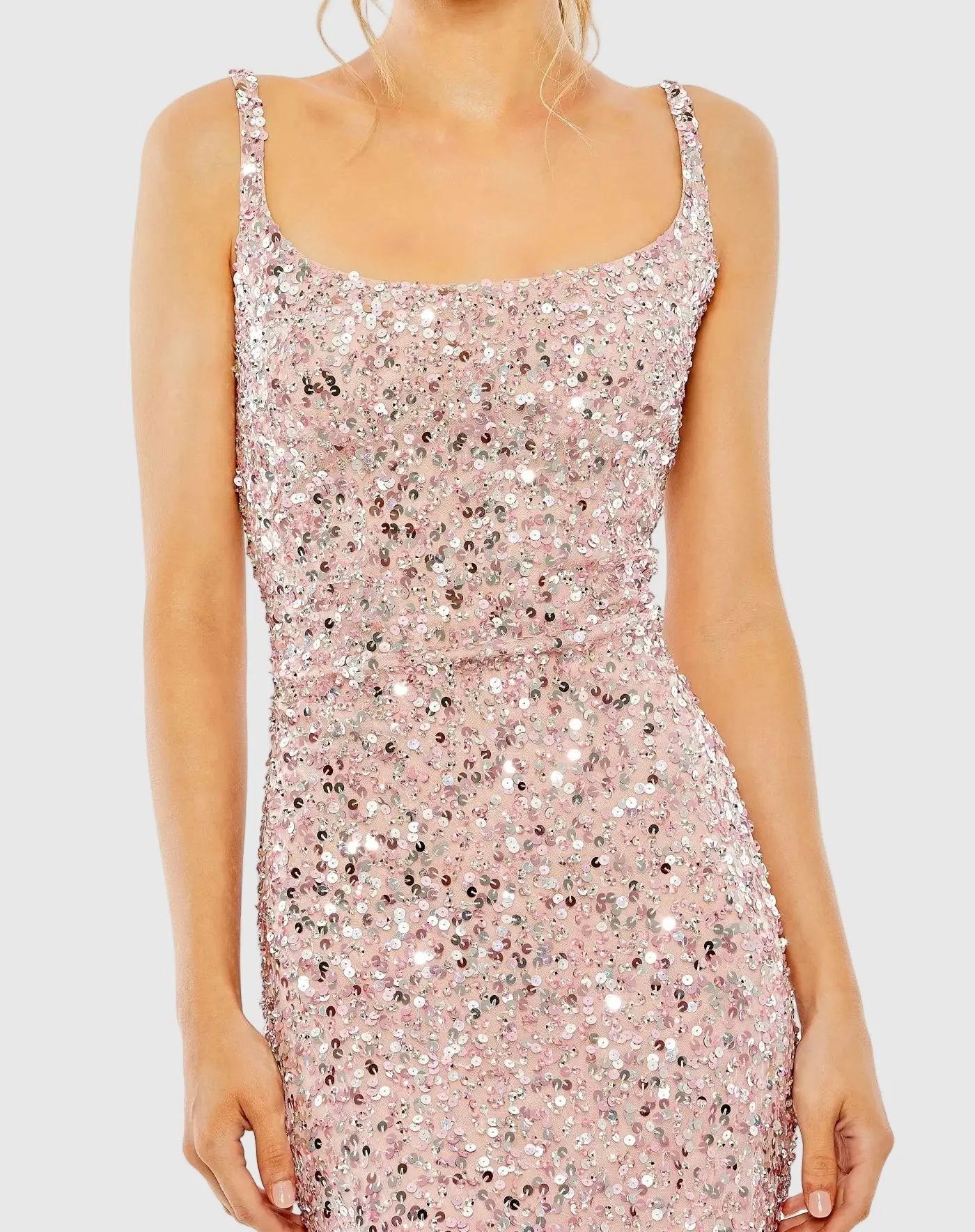 Petite Pink Sequined Low Back Slip Gown - Image 2