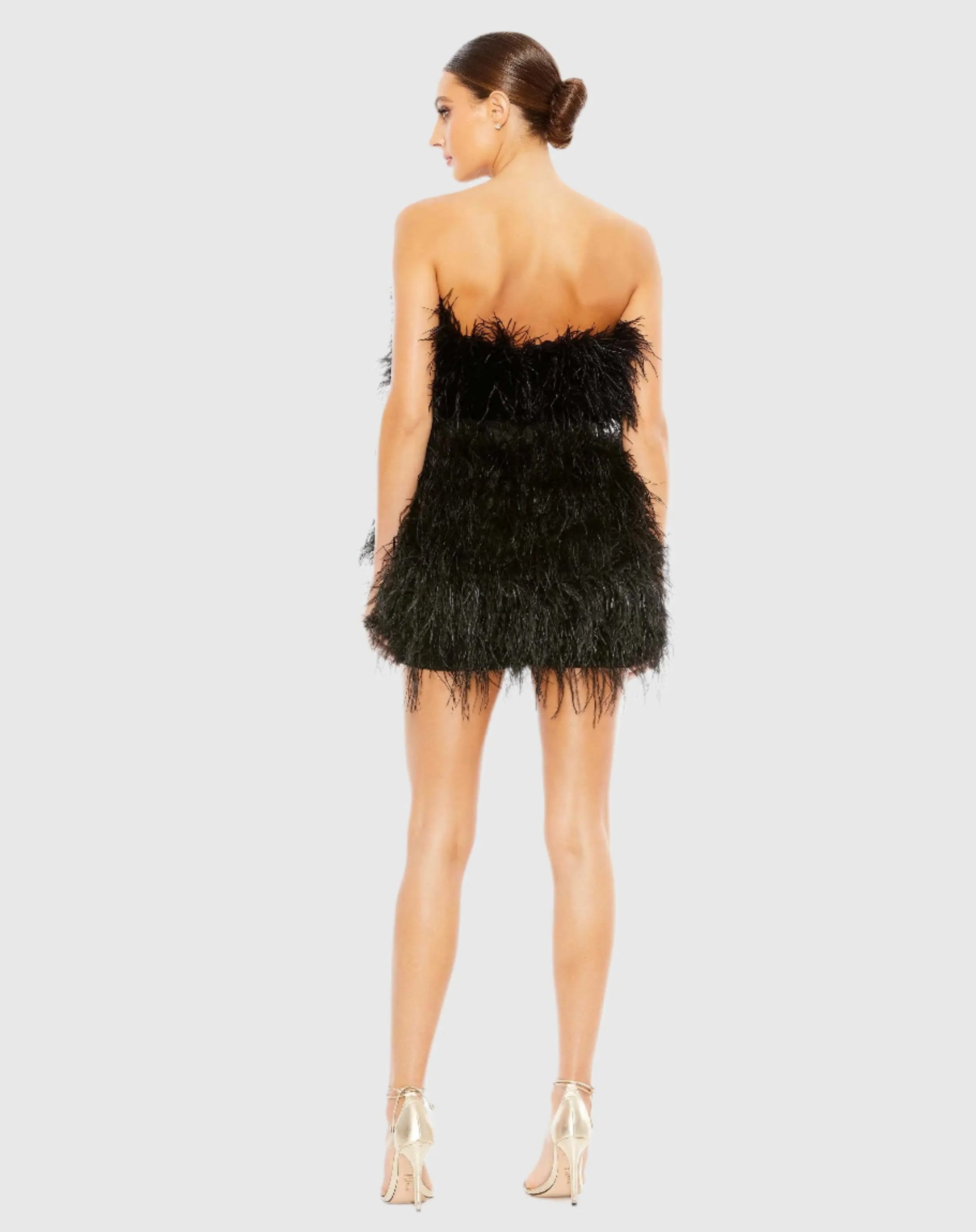 Black Feather Strapless Mini Dress - FINAL SALE - Image 3