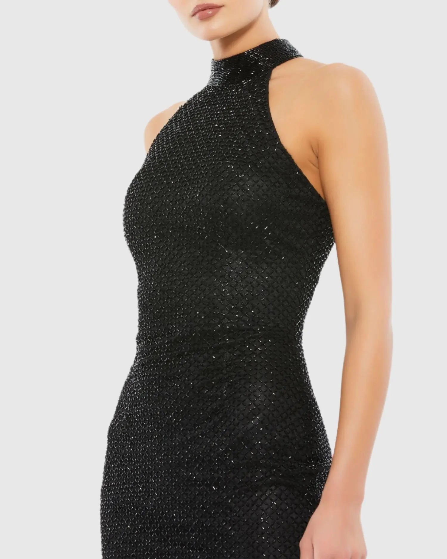 Black High Neck Halter Sleeveless Midi Dress - Image 2